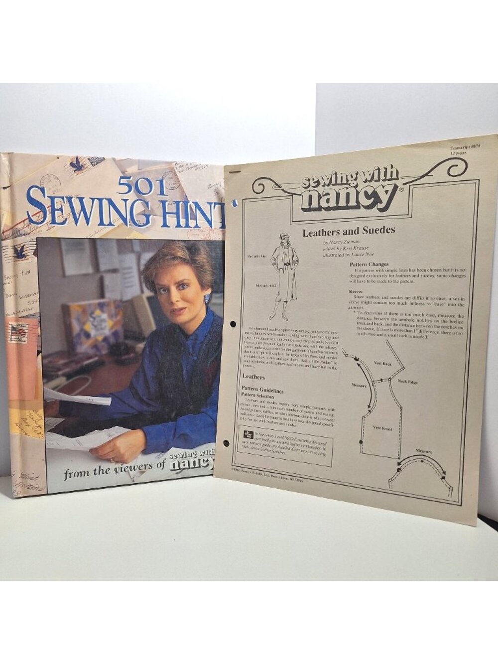 501 Sewing Hints Book With Nancy & Transcript #875 Leather & Suede Tips